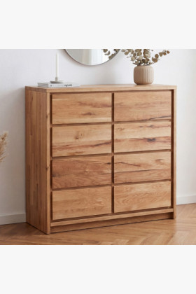 Tömör tölgy komód 2 ajtós 2 fiókos vad tölgy színű, soft-close záródás